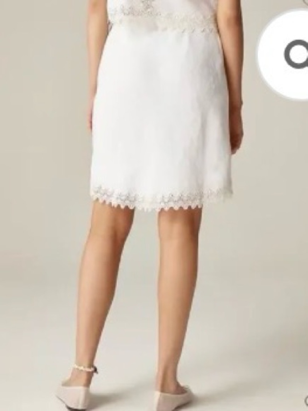NWT J CREW Gwen lace-trim slip skirt in linen in white Size S - Picture 3 of 4